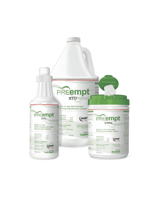 preempt etu disinfectant wipes and liquid cleaners