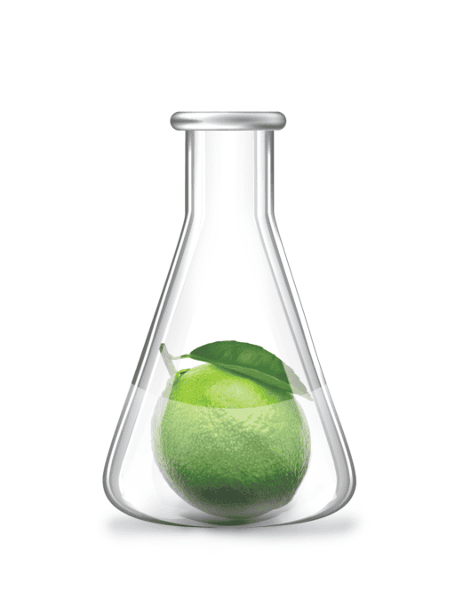 Erlenmeyer flask laboratory glassware with lime inside