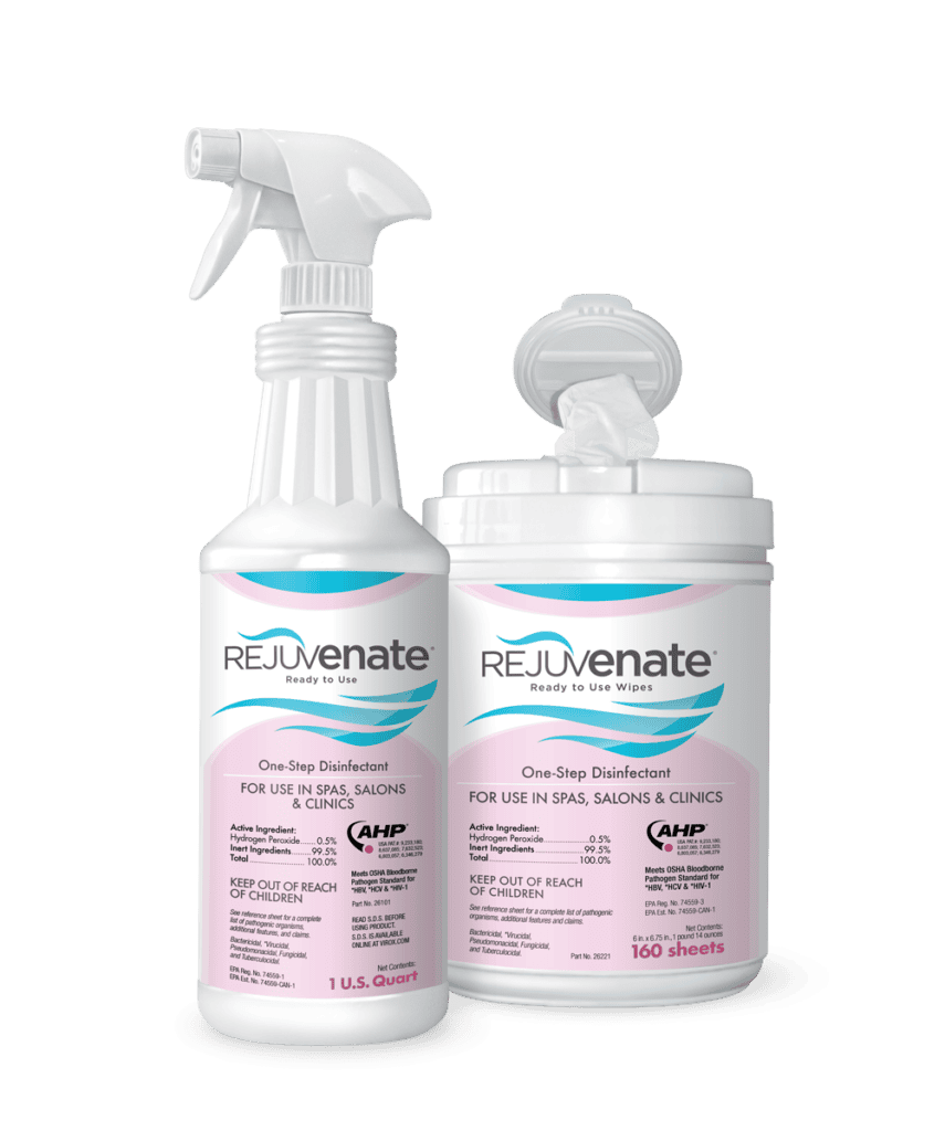 Rejuvenate Disinfectants Spray bottle and Wipes Canister